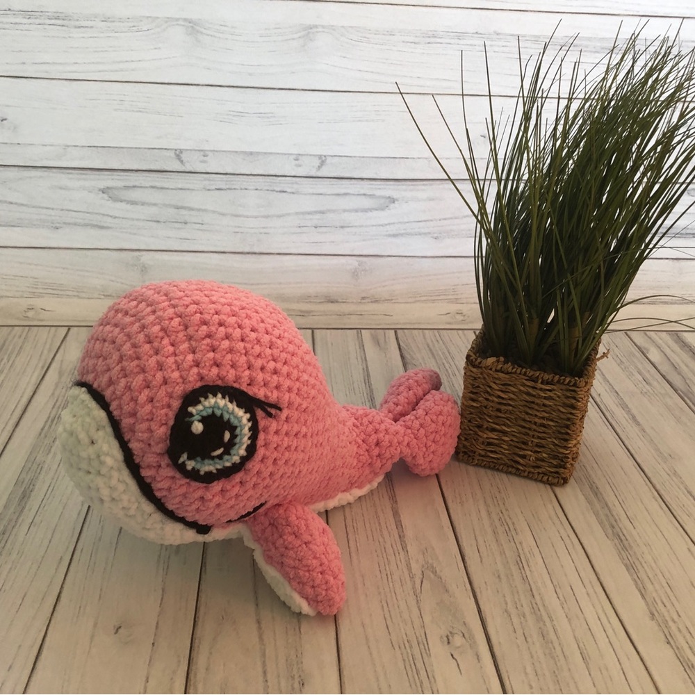 Handmade crochet stuffed whale